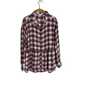 American Eagle Red Olaid Oversized 90ks Grunge Shirt XS